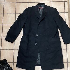 Vintage Men's Black Cashmere Overcoat